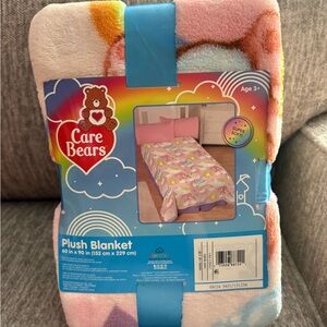 Care Bears Plush Blanket - Pink, Blue, Orange